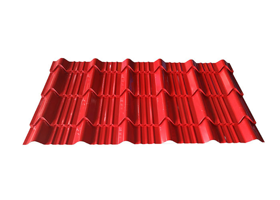 Full Automatic Glazed Tile Roll Forming Machine With 13 Rows Rollers And Hydraulic Cutting